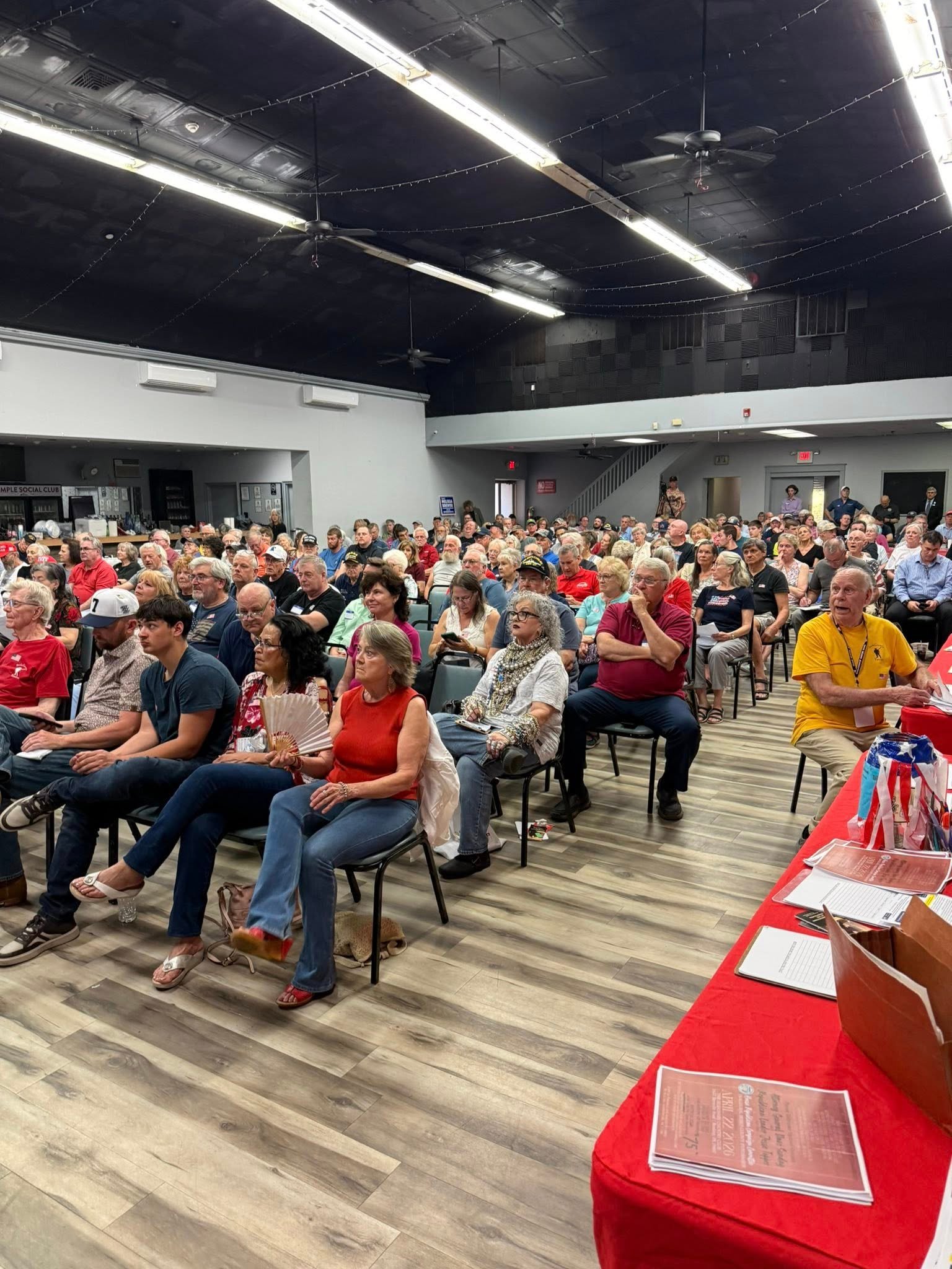 A diverse crowd of Berks County patriots attend Aurora Stuski community speech